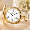 Gold Plated Full Hunter Date Display Quartz Pocket Watch