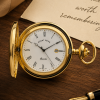 Polished Gold Plated Quartz Full Hunter Pocket Watch