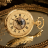 Half Hunter Gold Plated Mechanical Pocket Watch Structure Visible