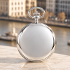 The Buckingham Sterling Silver Double Hunter Mechanical Pocket Watch with Chain