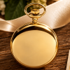 Gold Plated Half Hunter Date Display Quartz Pocket Watch with Chain