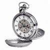 Celtic Chrome & Pewter Double Hunter Mechanical Pocket Watch Pattern with Chain