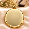 Gold Plated Open Face Quartz Pocket Watch with Chain