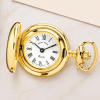 Gold Plated Full Hunter Quartz Pendant Necklace Watch