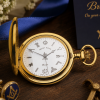 Gold Tone Full Hunter 17 Jewel Quartz Pocket Watch With Masonic Dial