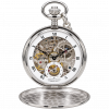 Sterling Silver Full Hunter Mechanical Pocket Watch With Chain
