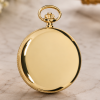 Gold Plated Full Hunter Quartz Pocket Watch Champagne with Chain