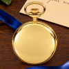 Masonic Gold Plated Full Hunter Mechanical Pocket Watch with Chain