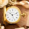Gold Plated Full Hunter Mechanical Pocket Watch with Chain