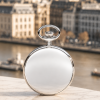 The Blenheim Chrome Plated Full Hunter Date Display Quartz Pocket Watch with Chain
