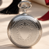 Chrome Plated Double Hunter Mechanical Pocket Watch with Chain