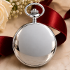 Chrome Plated Half Hunter Date Display Quartz Pocket Watch with Chain