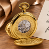 Gold Plated Double Hunter Mechanical Pocket Watch with Chain