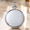 Silver Plated Open Face Mechanical Pocket Watch Ice Blue with Chain