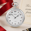 Chrome Plated Open Face Mechanical Pocket Watch Analog with Chain