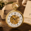 Gold Plated Mechanical Open Face Pocket Watch