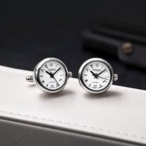 Chrome Plated White Masonic Dial Cufflinks