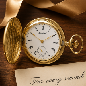 Gold Plated Full Hunter Mechanical Pocket Watch with Chain