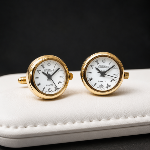 Gold Plated White Masonic Dial Cufflinks