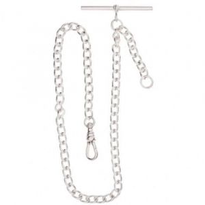 Sterling Silver 9 Inch Single Albert T-Bar Pocket Watch Chain