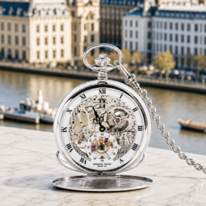 The Dalkeith Sterling Silver Double Hunter Mechanical Pocket Watch Dalkeith with Chain