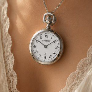 Womens Open Face Quartz Pendant Watch