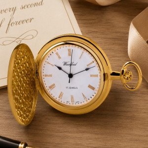 Gold Plated Full Hunter Mechanical Pocket Watch with Chain
