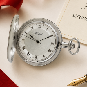 Chrome Plated Full Hunter Mechanical Pocket Watch with Chain