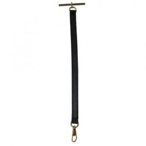 Black Leather Pocket Watch Strap - Gold Plated