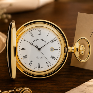 Gold Plated Quartz Half Hunter Pocket Watch