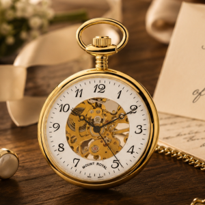 Gold Plated Mechanical Open Face Pocket Watch